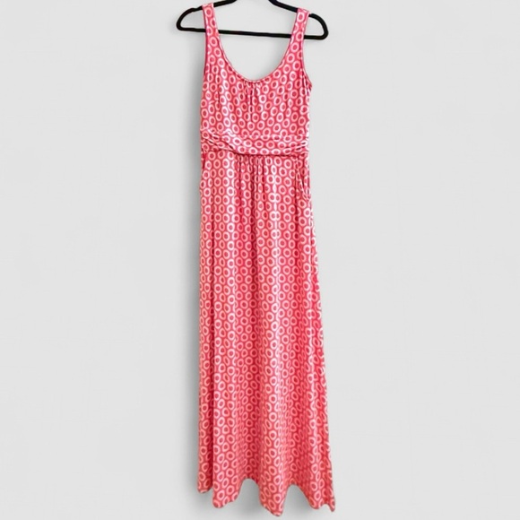 Boden Pink Geo Floral Print Jersey Maxi Dress with Pockets – US Size 4P - Picture 1 of 3